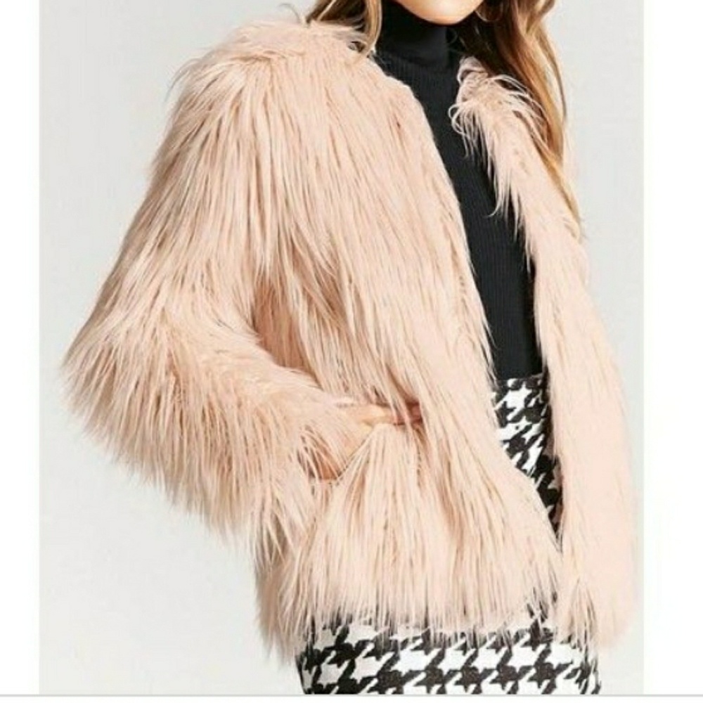 Blush faux fur coat [never worn]